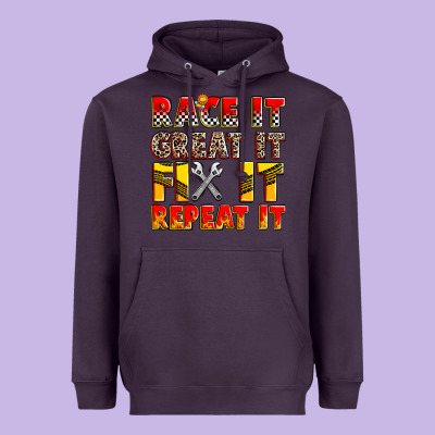 Race It Great It Fix It Repeat It Heavyweight Hoodie Designed By Zillion Design Studio
