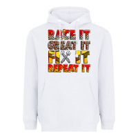 White race it great it fix it repeat it Heavyweight Hoodie - Zillion Design Studio