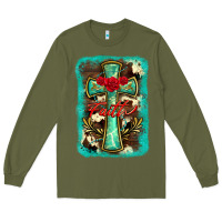 Army Green cross faith background Long Sleeve Tee - BarkalooDesign
