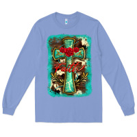 Colony Blue cross faith background Long Sleeve Tee - BarkalooDesign