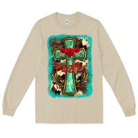 Mushroom cross faith background Long Sleeve Tee - BarkalooDesign