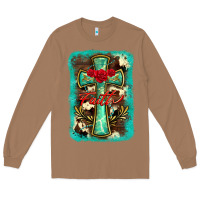 Toasted Coconut cross faith background Long Sleeve Tee - BarkalooDesign