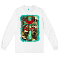 White cross faith background Long Sleeve Tee - BarkalooDesign