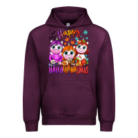 Mauve Wine Happy Hallothanksmas unicorns Urban Hoodie - NancyCooperArtShop