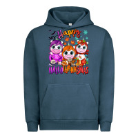 Pigment Midnight Navy Happy Hallothanksmas unicorns Urban Hoodie - NancyCooperArtShop