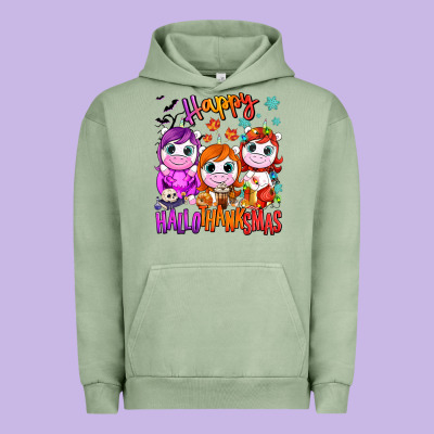 Happy Hallothanksmas Unicorns Urban Hoodie Designed By Nancycooperartshop