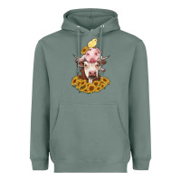 Sage cow with pig and chick Heavyweight Hoodie - RanaPortraitStore