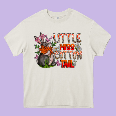 Little Miss Cotton Tail Heavy Core Tee Designed By Cowhidedigitalart