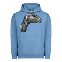 Pigment Pebble Blue Velociraptor Face Urban Hoodie - LillyAllenDesigns