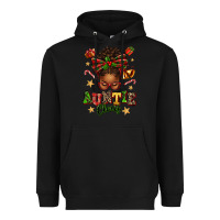 Black Auntie Claus Afro Messy Bun Heavyweight Hoodie - texasbilliewilder