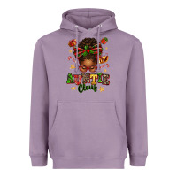 Lavender Auntie Claus Afro Messy Bun Heavyweight Hoodie - texasbilliewilder