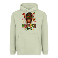 Matcha Auntie Claus Afro Messy Bun Heavyweight Hoodie - texasbilliewilder