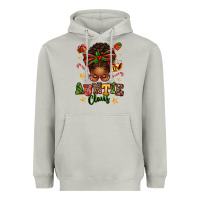 Moon Dust Auntie Claus Afro Messy Bun Heavyweight Hoodie - texasbilliewilder