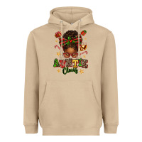 Mushroom Auntie Claus Afro Messy Bun Heavyweight Hoodie - texasbilliewilder