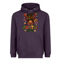 Plum Auntie Claus Afro Messy Bun Heavyweight Hoodie - texasbilliewilder