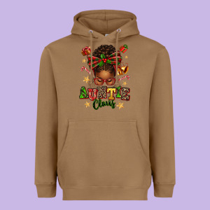 Auntie Claus Afro Messy Bun Heavyweight Hoodie Designed By Texasbilliewilder