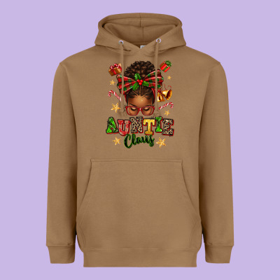 Auntie Claus Afro Messy Bun Heavyweight Hoodie Designed By Texasbilliewilder