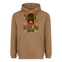 Toasted Coconut Auntie Claus Afro Messy Bun Heavyweight Hoodie - texasbilliewilder