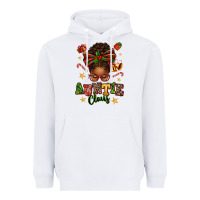 White Auntie Claus Afro Messy Bun Heavyweight Hoodie - texasbilliewilder