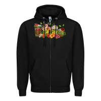Black floral hustler coffee cups Zipper Hoodie - texasbilliewilder