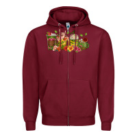 Burgundy floral hustler coffee cups Zipper Hoodie - texasbilliewilder