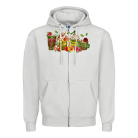 Dove Grey floral hustler coffee cups Zipper Hoodie - texasbilliewilder