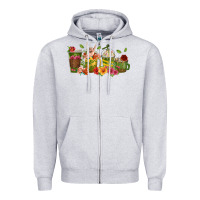 Heather Grey floral hustler coffee cups Zipper Hoodie - texasbilliewilder