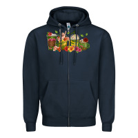 Navy floral hustler coffee cups Zipper Hoodie - texasbilliewilder