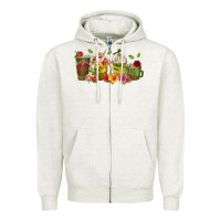 Oatmeal Heather floral hustler coffee cups Zipper Hoodie - texasbilliewilder