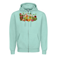 Seafoam floral hustler coffee cups Zipper Hoodie - texasbilliewilder