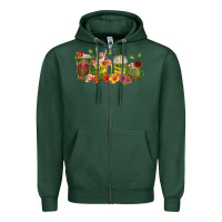 Sports Green floral hustler coffee cups Zipper Hoodie - texasbilliewilder