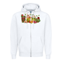 White floral hustler coffee cups Zipper Hoodie - texasbilliewilder