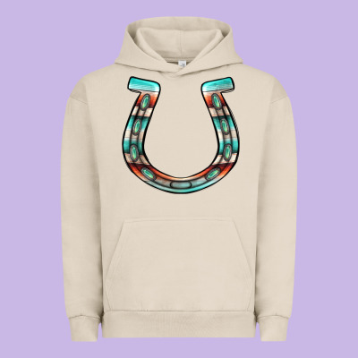 Serape Turquoise Horseshoe Urban Hoodie Designed By Jasminsmagicworld