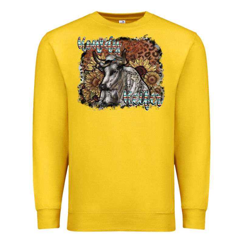 Howdy Heifer Premium Sweatshirt by SublimationCraftShop | Teevron