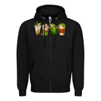 Black frog coffee cups Zipper Hoodie - texasbilliewilder