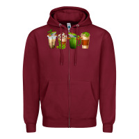 Burgundy frog coffee cups Zipper Hoodie - texasbilliewilder