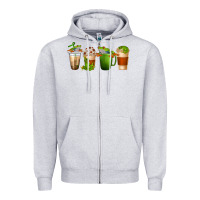 Heather Grey frog coffee cups Zipper Hoodie - texasbilliewilder