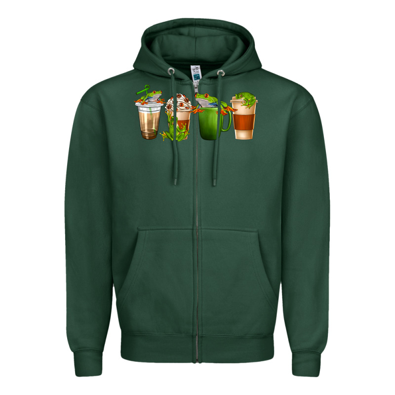Frog Coffee Cups Zipper Hoodie by texasbilliewilder | Teevron
