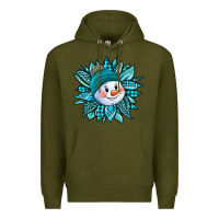 Army Green cute snowman winter sunflower Premium Hoodie - Jasminsmagicworld