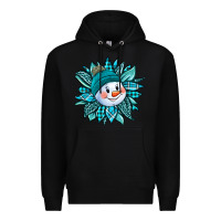 Black cute snowman winter sunflower Premium Hoodie - Jasminsmagicworld