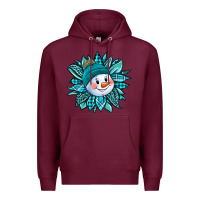 Burgundy cute snowman winter sunflower Premium Hoodie - Jasminsmagicworld