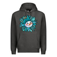 Charcoal Heather cute snowman winter sunflower Premium Hoodie - Jasminsmagicworld