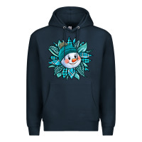 Navy cute snowman winter sunflower Premium Hoodie - Jasminsmagicworld