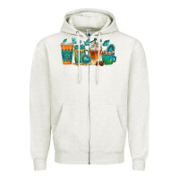 Oatmeal Heather gemstone coffee cups Zipper Hoodie - texasbilliewilder