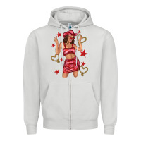 Dove Grey heart cowgirl Zipper Hoodie - texasbilliewilder