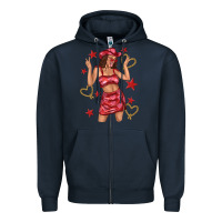 Navy heart cowgirl Zipper Hoodie - texasbilliewilder