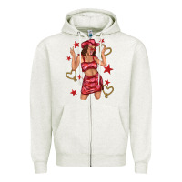 Oatmeal Heather heart cowgirl Zipper Hoodie - texasbilliewilder