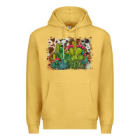 Antique Gold watercolor cactus western background Premium Hoodie - BarkalooDesign