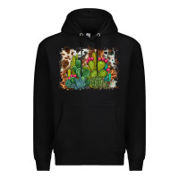 Black watercolor cactus western background Premium Hoodie - BarkalooDesign
