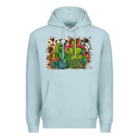 Blue Mist watercolor cactus western background Premium Hoodie - BarkalooDesign